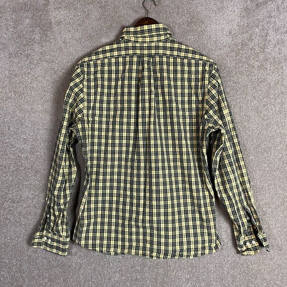 Brooks Brothers Shirt Mens Medium M Yellow/Navy Plaid Button‎ Down Cotton Casual - Picture 7 of 9